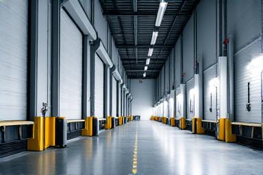 Close up of warehouse loading bays